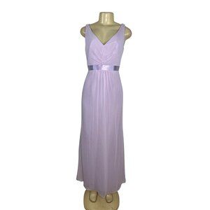 Davids Bridal Lilac V-Neck Ruffle Back Maxi Dress With Satin Waistband Size 6